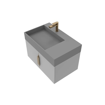 Castello Usa Amazon 30-inch Gray Left Vanity Set with Gray Top and Gold Handles CB-MC-30G-GLD-2056L-GR